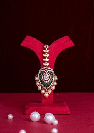 Royal Emerald Green Polki Kundan Statement Bridal Necklace Set