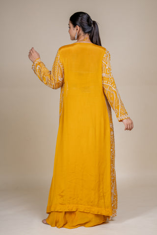 Sunlit Marigold Hand-Embroidered Three-Piece Festive Couture Set