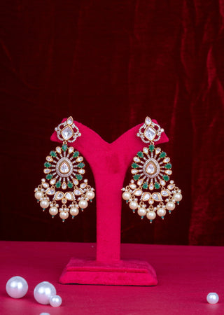 Royal Emerald Polki Kundan Bridal Choker Set with Pearl Drop Detailing