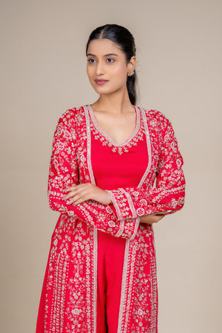 Imperial Rose Embroidered Three-Piece Couture Jacket Set