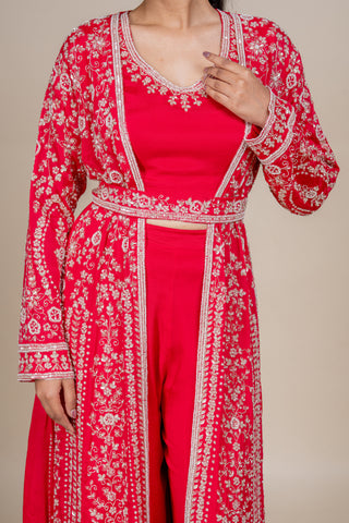 Imperial Rose Embroidered Three-Piece Couture Jacket Set