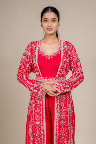 Imperial Rose Embroidered Three-Piece Couture Jacket Set