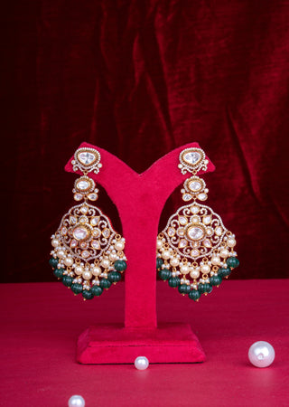 Royal Polki Kundan Bridal Layered Necklace Set with Statement Jhumkas & Maang Tikka