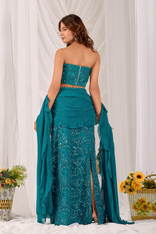 Aqua Serene Pencil Skirt Set