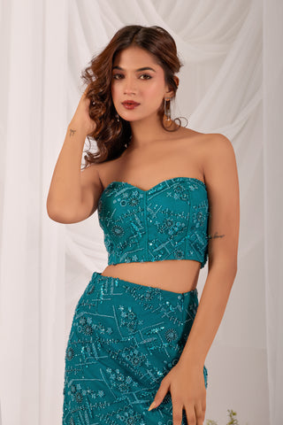 Aqua Serene Pencil Skirt Set