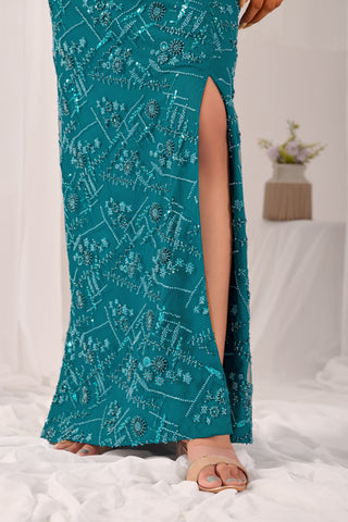 Aqua Serene Pencil Skirt Set