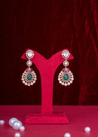 Royal Emerald & Ruby Polki Kundan Bridal Choker Set with Layered Motif Design