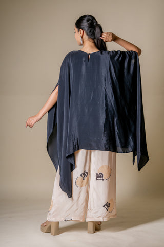 Midnight Noir Embellished Silk Kaftan with Signature Palazzo Set