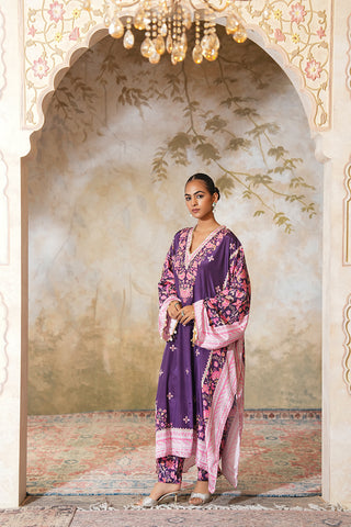 Royal Amethyst Embroidered Kurta Set