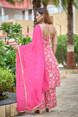 Fuschia fable halter kurta set
