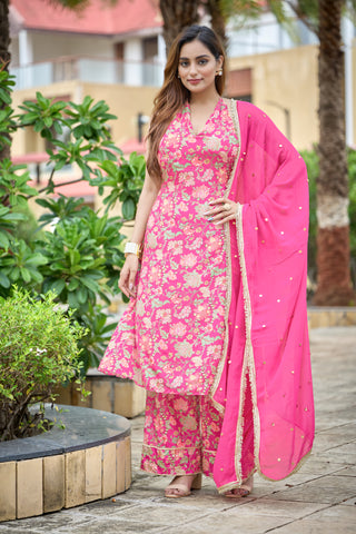 Fuschia fable halter kurta set