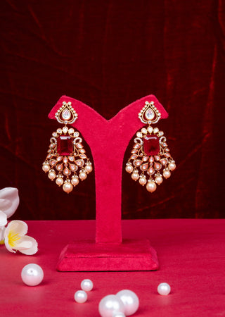 Royal Ruby Red Polki Kundan Bridal Statement Necklace Set