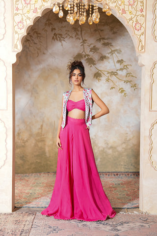 Rani Rose Pink Lehenga Set with Floral Statement Jacket