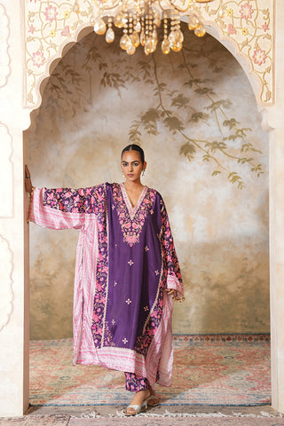 Royal Amethyst Embroidered Kurta Set