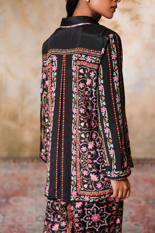 Noir Garden Hand-Embroidered Jacket Style Co-Ord Set