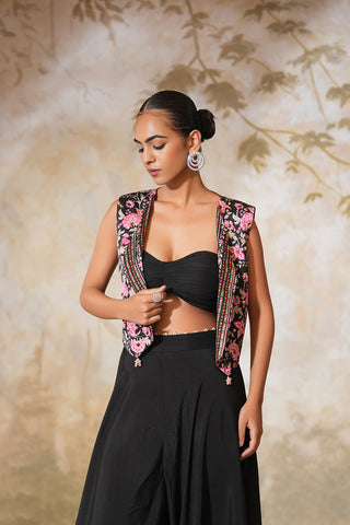 Midnight Noir Contemporary Lehenga Set with Embroidered Jacket