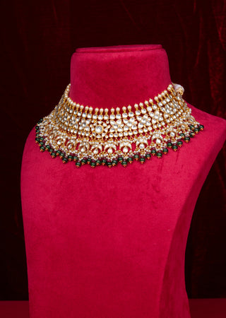 Grand Royal Polki Kundan Bridal Choker Set with Ruby and Emerald Accents