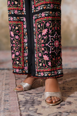 Noir Garden Hand-Embroidered Jacket Style Co-Ord Set