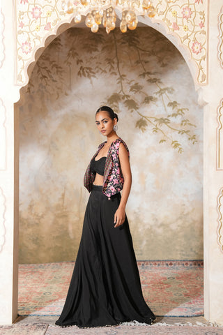 Midnight Noir Contemporary Lehenga Set with Embroidered Jacket