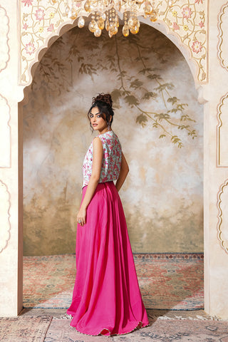 Rani Rose Pink Lehenga Set with Floral Statement Jacket