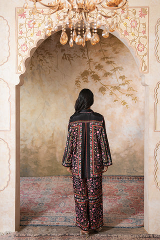 Noir Garden Hand-Embroidered Jacket Style Co-Ord Set