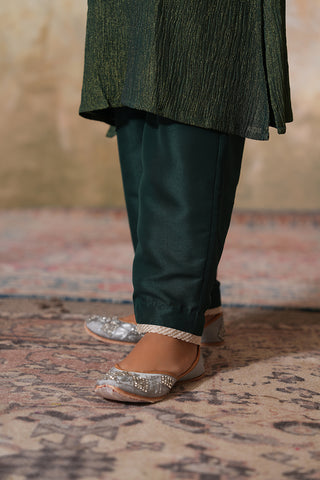 Forest Moss Textured Kurta Set with Subtle Metallic Accents