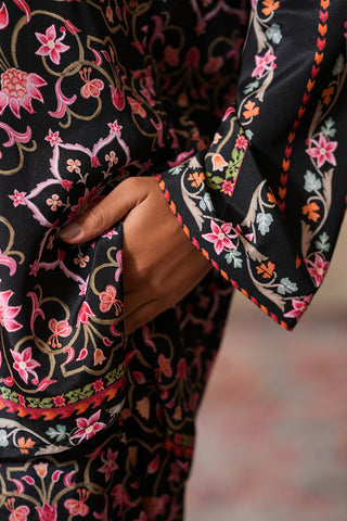 Noir Garden Hand-Embroidered Jacket Style Co-Ord Set