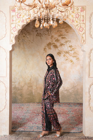 Noir Garden Hand-Embroidered Jacket Style Co-Ord Set