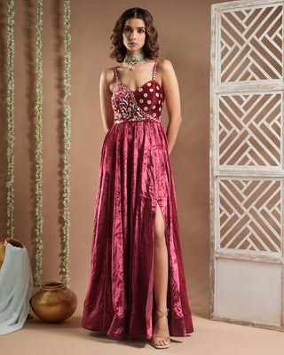 Rani velvet long indo western dress