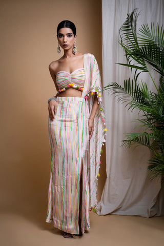 Stripes printed draped set