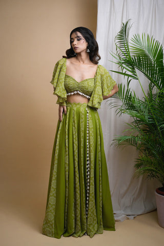 Green Kaudi Digital Print Indo  Set