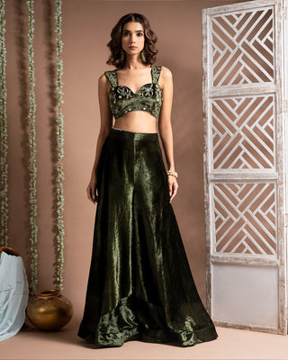 Green velvet indo palazzo set