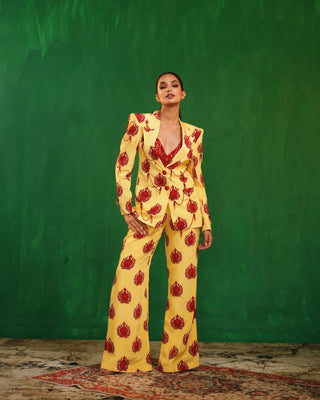 Promegranate printed pant suit set