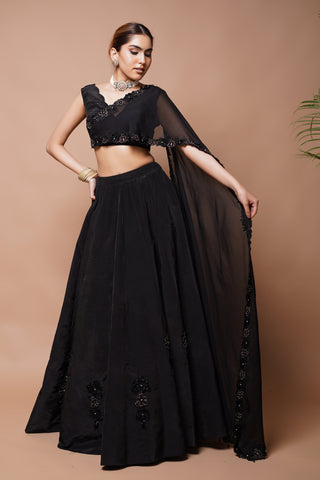 Black Cutwork Lehenga Set