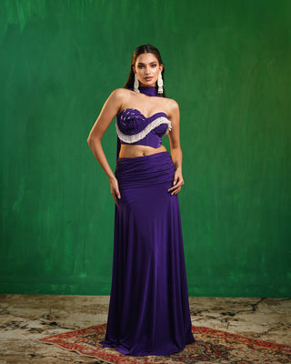 Royal purple drape corset indo skirt