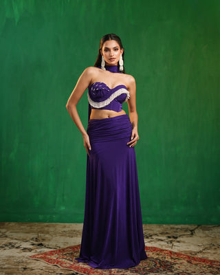 Royal purple drape corset indo skirt