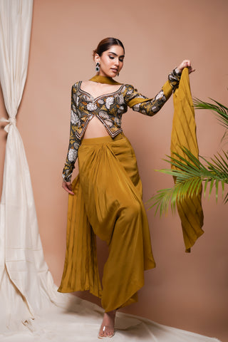 Forest Print Drape Skirt Set