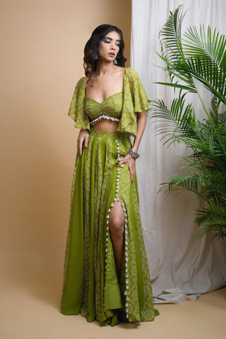Green Kaudi Digital Print Indo  Set