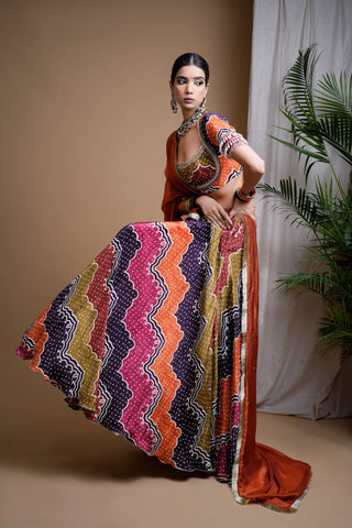 Multi Colour Digital Print Heavy Lehenga Set
