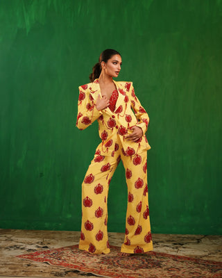 Promegranate printed pant suit set