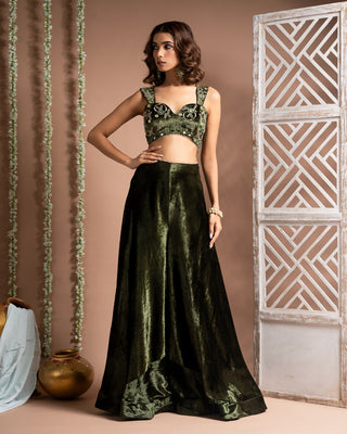 Green velvet indo palazzo set