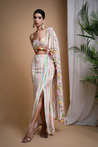 Stripes printed draped set