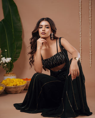Black Georgette Heavy Indo Set