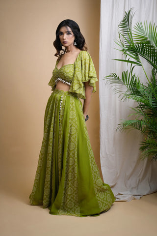 Green Kaudi Digital Print Indo  Set