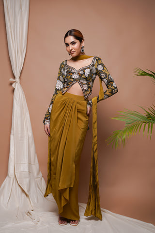 Forest Print Drape Skirt Set