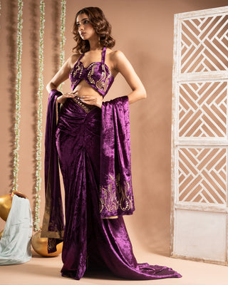 Purple velvet indo drape set