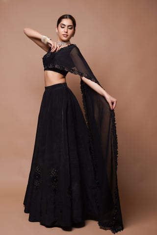 Black Cutwork Lehenga Set