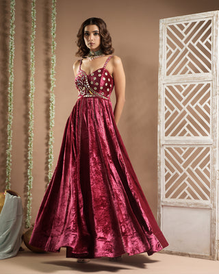 Rani velvet long indo western dress