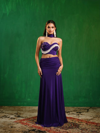 Royal purple drape corset indo skirt