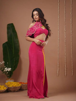 Rani-Yellow Halter Neck Skirt Set